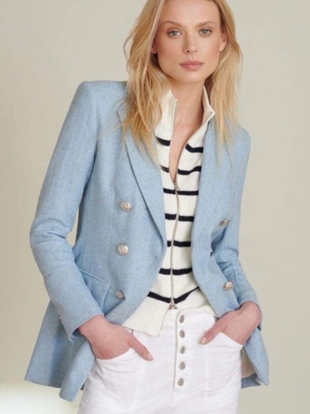 $748 Veronica Beard light baby powder Blue Miller Dickey jacket blazer, size 6